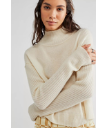 New Free People Aubrey Cashmere Turtleneck Sweater $158 LARGE Off-White - $110.78 CAD