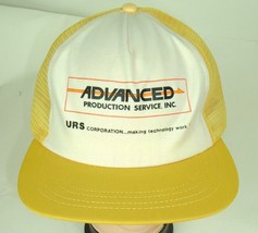 Vtg Hat Advanced Production Service URS Corporation yellow Mesh Snapback... - £15.73 GBP