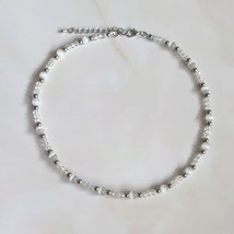 A necklace made of crystal and a cat&#39;s eye beads, white, gift for every order - £9.59 GBP