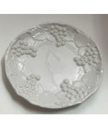 Embossed Grapes Leaves white ceramic Plate Made in Portugal for Macy 8 3/4&quot; - £19.75 GBP