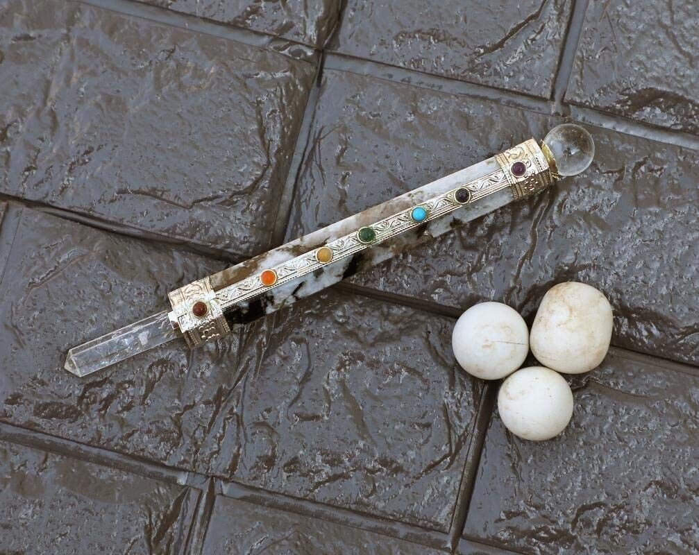 Rainbow Moonstone Crystal Healing Massage Wand Reiki Healing Wand Stick ... - $39.55
