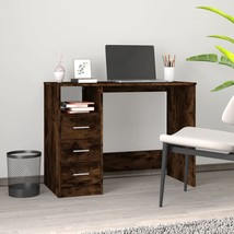 Desk with Drawers Smoked Oak 102x50x76 cm Engineered Wood - £45.99 GBP