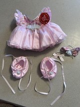 Build a Bear BAB Pink Satin Flower BALLERINA Ballet Tutu Dress slippers bows tag - £23.19 GBP