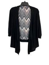 Chicos Womens Sweater Shirt Size 0=Small Black White Chevron Open Front - £17.60 GBP
