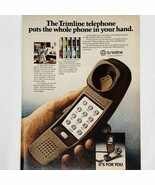 Vintage 1980&#39;s Trimline Telephone Phone Brown Touch Tone Color Print Ad ... - $9.12 CAD