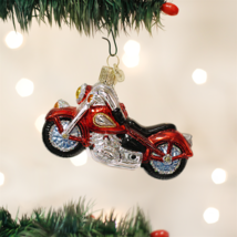 OLD WORLD CHRISTMAS MOTORCYCLE BIKE GLASS CHRISTMAS ORNAMENT 46008 - $13.88