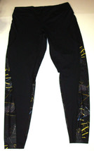 Alala Activewear Leggings Blue Black Yellow EUC L Yoga Walking Pilates Gym logo - £78.34 GBP
