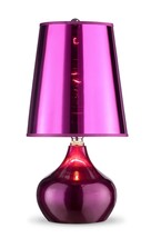 18&quot; Tall Metal Luster Touch-On Table Lamp Magenta finish Shade - £43.80 GBP