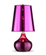 18&quot; Tall Metal Luster Touch-On Table Lamp Magenta finish Shade - £46.08 GBP