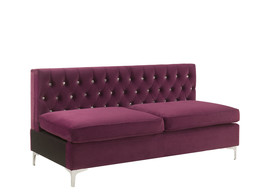 69" Burgundy Velvet Modular Sofa With Silver Legs - $12,482.53 MXN