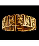 Victorian mourning Bracelet - hollow 24kt gold kilates hinged Vintage Do... - £98.20 GBP