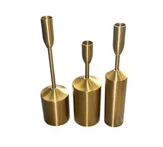 Set of 3 Mid Century Modern Brass Taper Candle Holders Minimalist Decor image 8