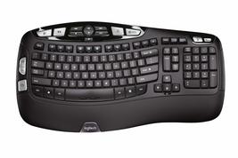 Logitech K350 Wave Ergonomic Keyboard with Unifying Wireless Technology - Black - £55.97 GBP
