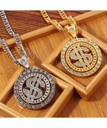 Mens Silver Gold CZ Dollar Sign Pendant Necklace Punk Hip Hop Jewelry Ch... - £7.13 GBP+