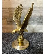 Vintage MCM Eagle Perched on Globe Statue Solid Brass 11.5” Tall Round Base - $785.73 MXN