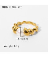 316L Stainless Steel Chubby Rings For Women With Pearl Shell Croissant R... - $14.52
