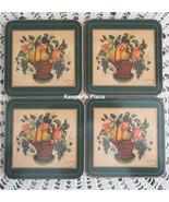 4 Vintage Mary Bradley Coasters Fruit Basket Pimpernel English Green Cor... - £9.43 GBP