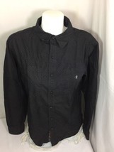 Iron Fist Men Black Causal Shirt Size M  Long Sleeve Pika Dot Bin62#21 - $13.86