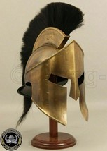 Medieval 300 Leonidas Helmet Armor Helmet Brass Antique With Black Plume - $90.01