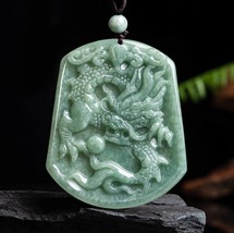 Authentic Craving Grade A Jade Phoenix and Dragon Pendant Necklace - £36.60 GBP