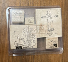 Stampin Up Happy Blessings Wood Mounted Rubber Stamps Set Of 5 Harvest Fall - £15.72 GBP