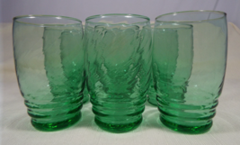 Vintage Libbey Green Diamond Optic 4 1/2&quot; Tumbler Set of 9 Mid Century Glasses - £79.92 GBP