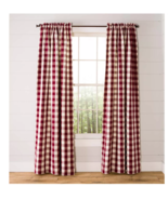 Plow &amp; Hearth Buffalo Check Rod-Pocket Cotton Curtains, 84&quot;L Pair Burgundy - £24.78 GBP