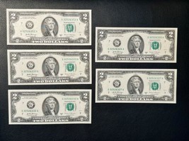 5x 2017A 2 Two Dollar Bills Fancy Serial Numbers Crispy Uncirculated Con... - $91.63