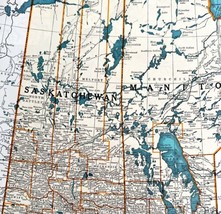 Saskatchewan Manitoba Canada Map 1935 Provinces Hudson Bay 14 x 11&quot; LGAD99 - £37.56 GBP