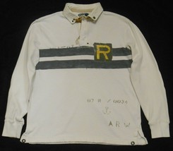 POLO RALPH LAUREN Men&#39;s NAUTICAL Rugby Style Shirt White Long Sleeve L - $39.95