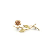 Vintage 1940&#39;s Krementz Flower Leaf Brooch Pin 14K Yellow Rose Gold, 1.34 Grams - £395.68 GBP
