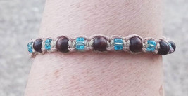 Handmade  Adjustable Hemp Bracelet  Blue Brown - £7.91 GBP