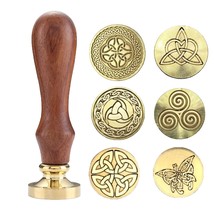 Celtic Knot Seal Wax Stamp With 6 Patterns Removable Brass Head + 1 Wood... - $44.99