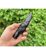 6&quot; Large Natural Black Obsidian Athame Dagger, Man Hand Knapped Crafted ... - $25.20