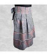 Vintage Black White Gingham Apron Cotton Red Embroidery Pocket 1950s Kit... - €20,40 EUR