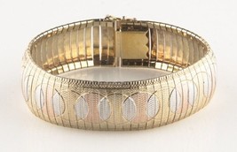 Milor of Italy Tri (Yellow &amp; Rose Gold) Vermeil Sterling Silver Bracelet Sz 7.25 - £176.18 GBP