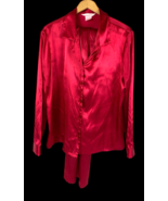 Gilligan &amp; O&#39;Malley Pajama Set PJs Red Satin Top &amp; Pants Womens M Quiet ... - $49.39