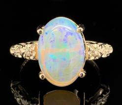 14k White Gold 3.97 Carat Australian Genuine Natural Opal Ring Size 7.25 #J6575 - £669.53 GBP