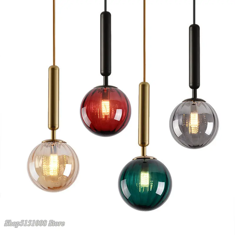 Modern Glass Ball Led Pendant lights Bedside Gold Indoor Kitchen Hanging... - $36.75+