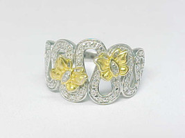 Gold Vermeil and Sterling 2 tone Vintage BUTTERFLY RING with Diamond acc... - £51.95 GBP