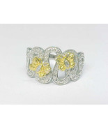 Gold Vermeil and Sterling 2 tone Vintage BUTTERFLY RING with Diamond acc... - $65.00
