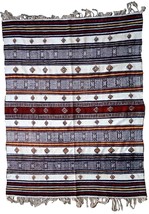 Handmade vintage Moroccan Berber kilim 4.7&#39; x 6&#39; (145cm x 185cm) 1950s - £1,402.86 GBP