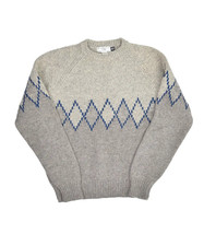 Vintage Gap 100% Wool Sweater Mens L Argyle Chunky Knit Crewneck Pullover - £35.34 GBP