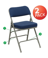 2 Pack HERCULES Series Premium Curved Folding Chairs Navy Fabric - $164.08