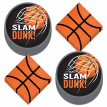 Basketball Party Supplies - Nothin&#39; But Net Slam Dunk Paper Dessert Plat... - £12.17 GBP