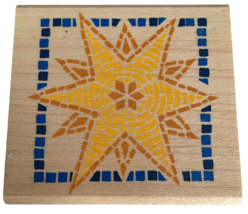Rubber Stampede Stamp Star Mosaic Card Making Design Craft Square Medium 2 inch - $4.99