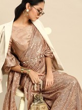 Indiano Tradizionale Festa Abbigliamento ( Tikhi Imli ) Beige Paillettes Sari - £54.47 GBP