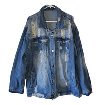 SHEIN Distressed Blue Denim Trucker Jacket Plus Size 4XL - $39.00