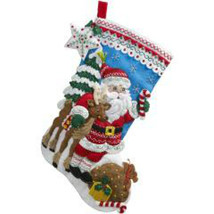 Bucilla Felt Stocking Kit, Nordic Santa, 18in embroidery, XMAS, Christmas - $34.99