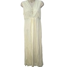 Vintage Pinehurst Lingerie Yellow Sleeveless Nightgown Size M Nylon Lace Maxi - £23.54 GBP